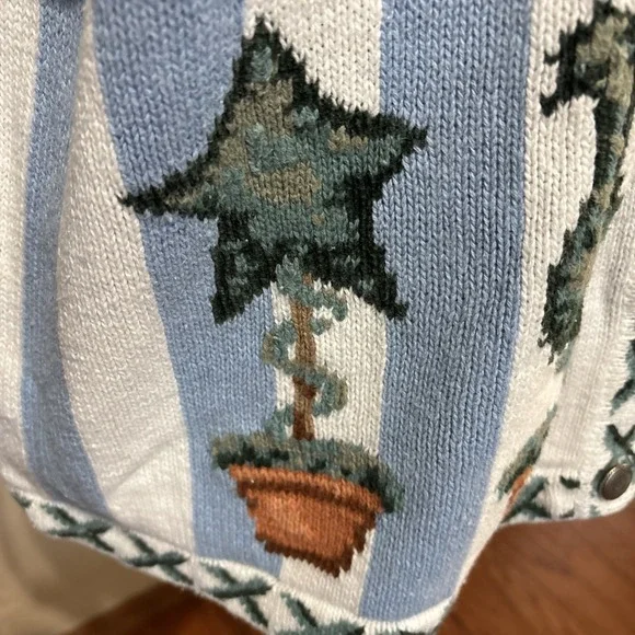 Quacker Factory Topiary Peace Faith Kind Embroidered Cardigan Sweater Size 3X - Picture 3 of 6